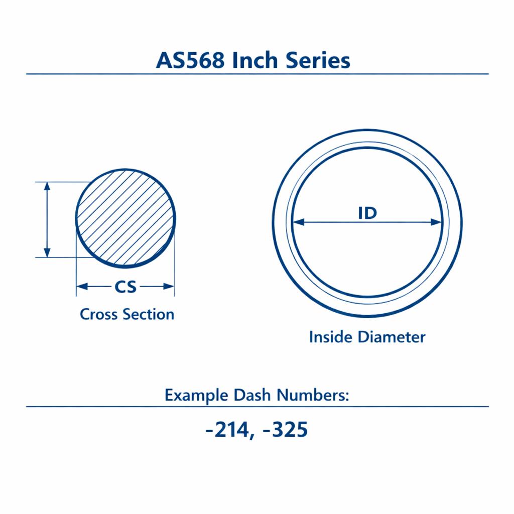 AS568 inch O-Ring size chart and dash number system