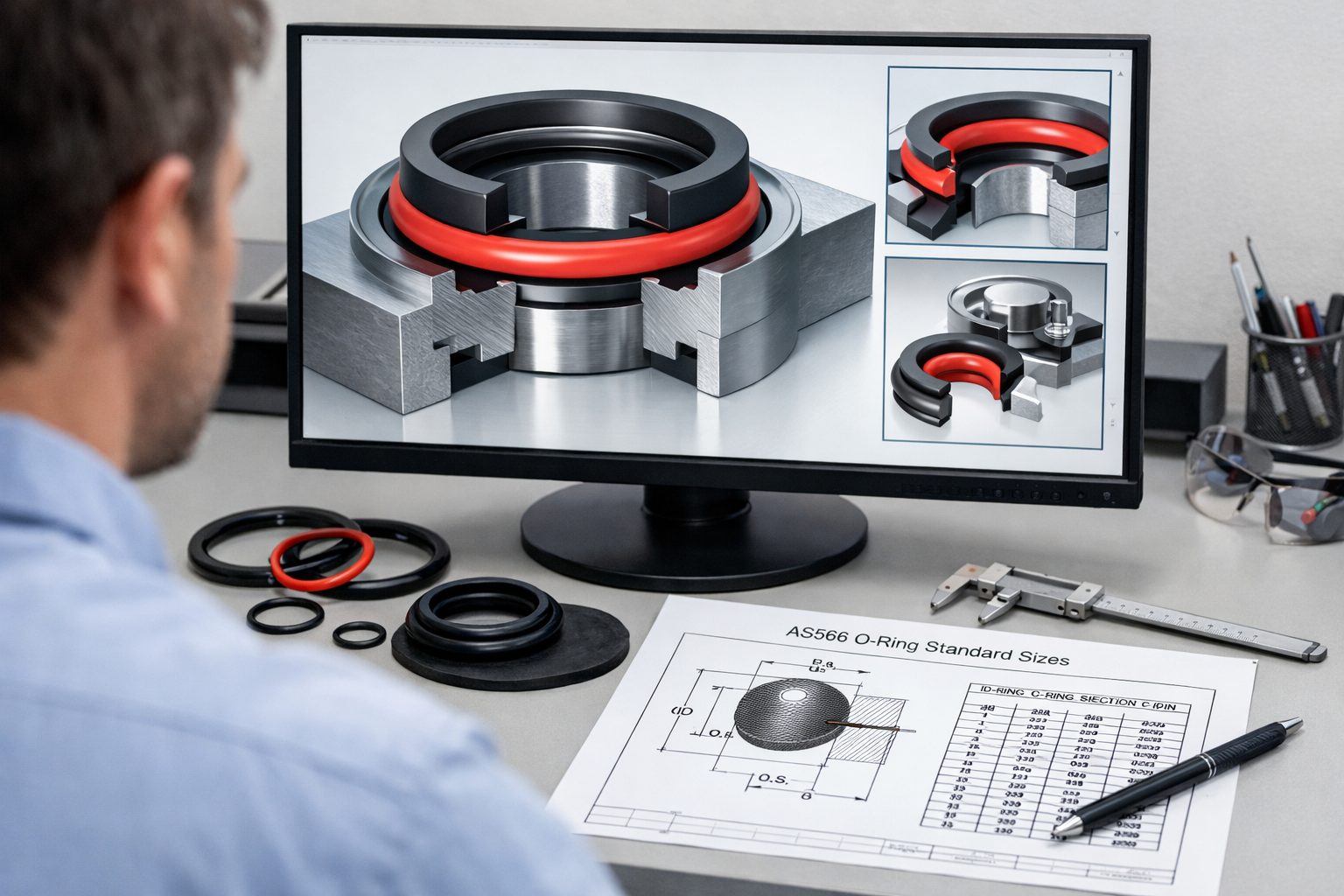 Custom O-ring prototype review on screen