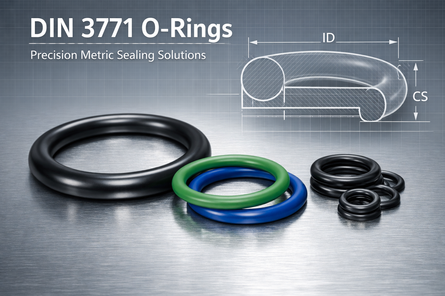 DIN 3771 O-Ring Technical Drawing and Product