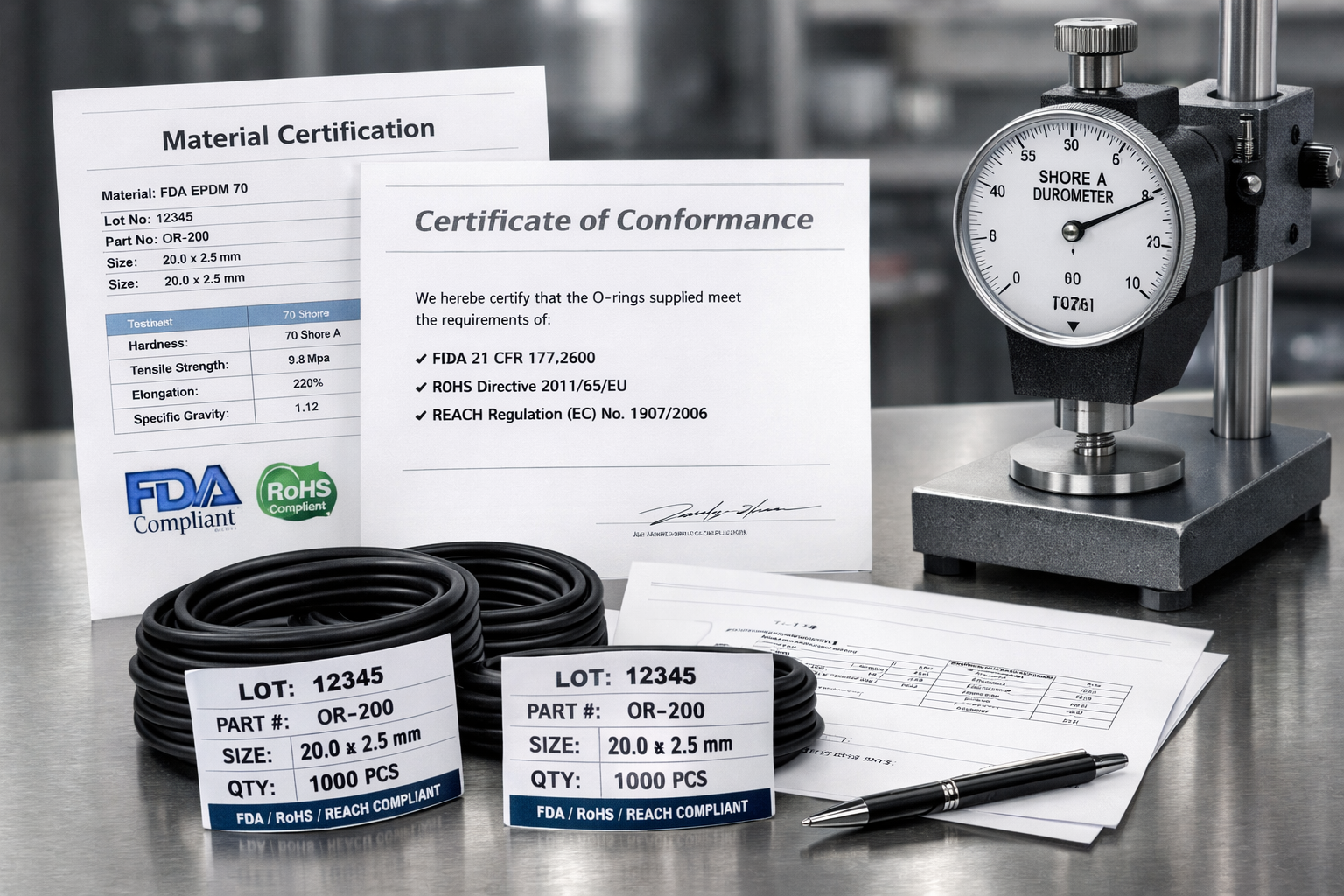O-Ring material certification and compliance